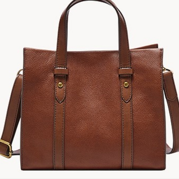 Fossil Handbags - Fossil Kingston Brown Leather Satchel